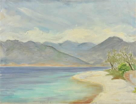 Anonimo SUL LAGO olio su tela, cm 46x60