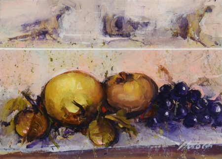 Mario Adolfi NATURA MORTA, 1999 olio su carta, cm 11x14,5 firma sul retro:...