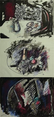Gaetano Crespi NATURE MORTE, 1994 tecnica mista su carta, cm 21x29,5 firma e...