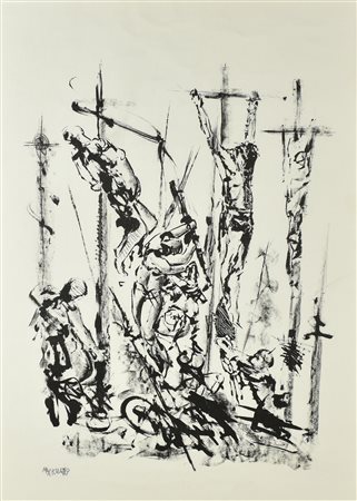 Max Kuatty CROCIFISSIONI china su carta, cm 70x50 firma