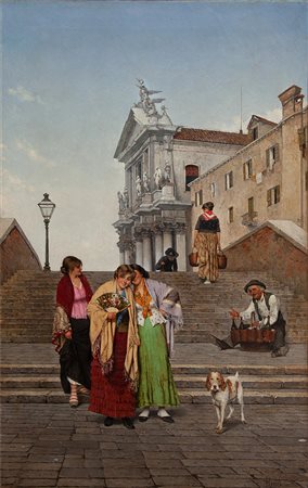 Luigi Pastega Venezia 1858 - 1927 Chiacchiere a Venezia