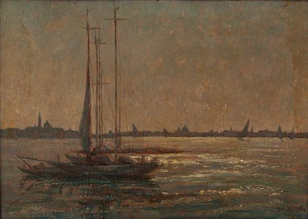 Nello Motta Venezia 1901 - 1986 Barche a Venezia