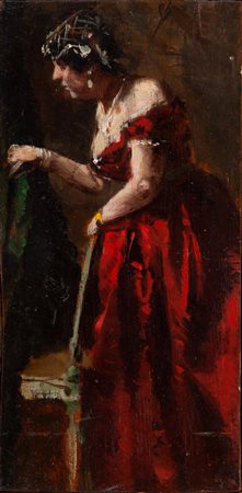 Cristiano Banti Santa Croce sull'Arno (PI) 1824 - Montemurlo (PO) 1904 Signora in rosso