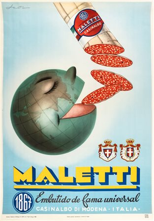 Artista non identificato, Maletti salami -  Embutido de fama universal.