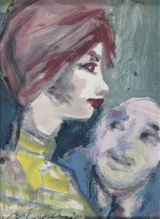 DIPINTO DUE PERSONAGGI DI MINO MACCARI