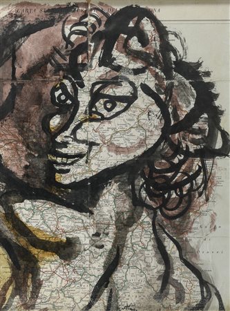 CHINA E GOUACHE RAGAZZA SARDA DI RENATO GUTTUSO