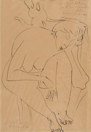 DISEGNO NUDO DI PERICLE FAZZINI, 1958