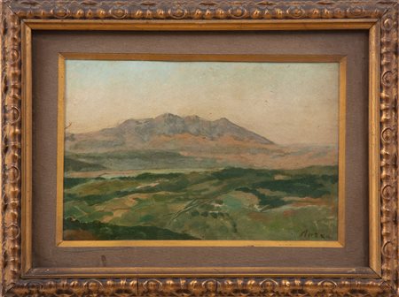 Mazza? (XIX-XX Secolo) Paesaggio Olio su cartoncino 19x28 cm Firmato