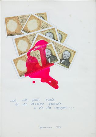 Sarenco (Vobarno 1945-Salò 2017) Senza titolo Collage su carta 35x25 cm Firmato