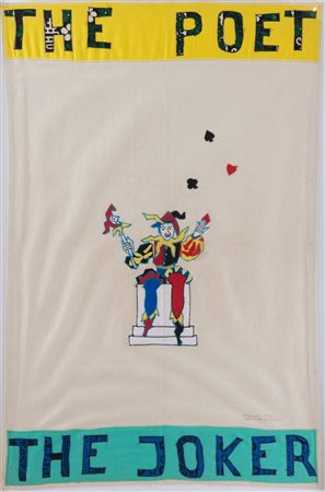 Sarenco (Vobarno 1945-Salò 2017) The Poet & The Joker Arazzo 106x70 cm Firmato