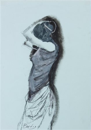 Angelo Bordiga (Bagolino 1963) Senza titolo Olio su carta 43,5x31 cm Firmato