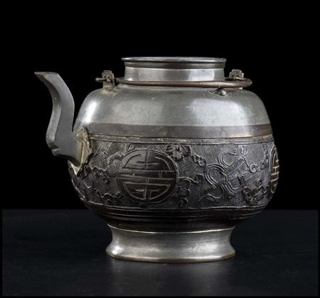 TEIERA IN PELTRO
Cina, fine XIX-inizio XX secolo