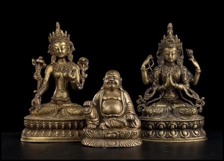 TRE SCULTURE BUDDHISTE IN METALLO
Cina, XX secolo