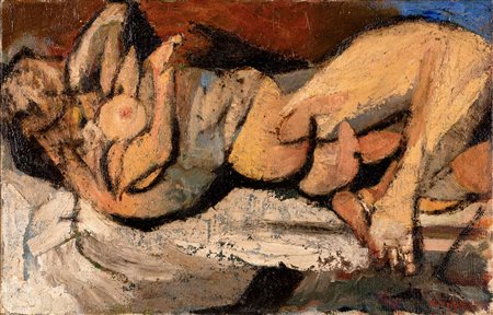 Fausto Pirandello (Roma, 1899 - Roma, 1975) Nudo disteso 1948-49 Olio su tela...
