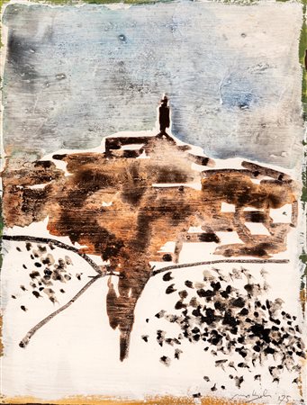 Carlo Mattioli (Modena, 1911 - Parma, 1994) Paesaggio innevato 1975 Tempera e...