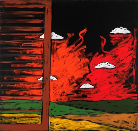 Tano Festa (Roma, 1938 - Roma, 1988) Paesaggio 1985 Acrilico su tela cm 90x95...