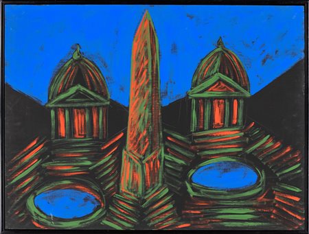 Tano Festa (Roma, 1938 - Roma, 1988) Piazza del popolo 1986 Acrilici su tela...