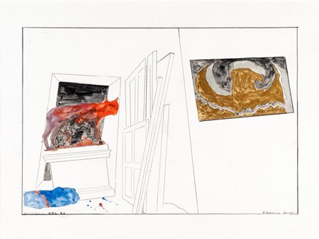 Franco Angeli (1:Principale) (Roma, 1935 - Roma, 1988) Interno del '64 prima...