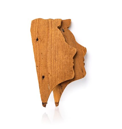 Mario Ceroli (Castel Frentano, 1938 - ) Profili Scultura in legno cm 29x17x5...