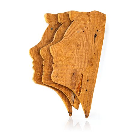 Mario Ceroli (Castel Frentano, 1938 - ) Profili Scultura in legno cm 29x19x7...