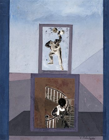 Vinicio Paladini (Mosca, 1902 - Roma, 1971) Collage di figure 1920 ca Tempera...