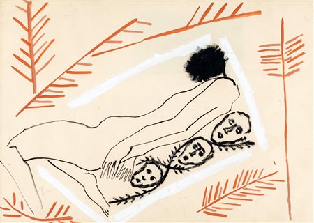 Mimmo Paladino (Paduli, 1948 - ) Senza titolo 1984 Tecnica mista su carta cm...