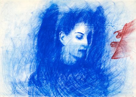 Omar Galliani (Montecchio, 1954 - 0) Senza titolo 1995 Tecnica mista su carta...