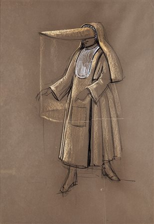 Danilo Donati (Luzzara, 1926 - Roma, 2001) Suora per sfilata di moda...