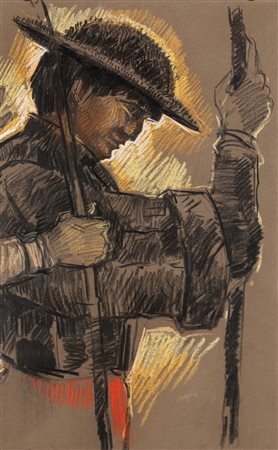 Danilo Donati (Luzzara, 1926 - Roma, 2001) Bozzetto di scena - Prete Pastelli...