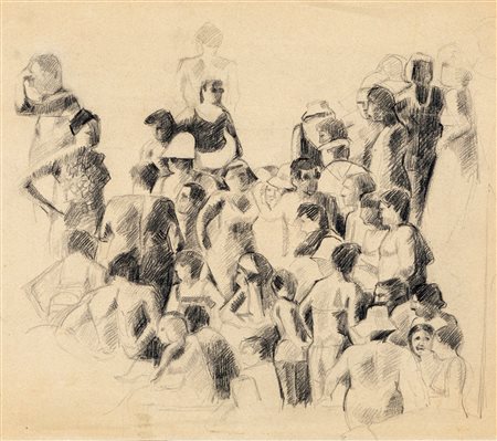 Anonimo del XX secolo ( - ) Personaggi di scena Matita su carta cm 32x35 - in...