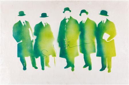 Mario Schifano (Homs, 1934 - Roma, 1998) Futurismo rivisitato Spray su tela...