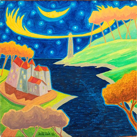 Luca Dall'Olio (Chiari, 1958 - ) L'ora del bacio 1996 Olio su tela cm 40x40...