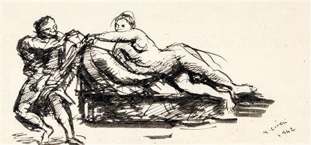 Alberto Ziveri (Roma, 1908 - Roma, 1990) Studio per il Postribolo 1942 China...