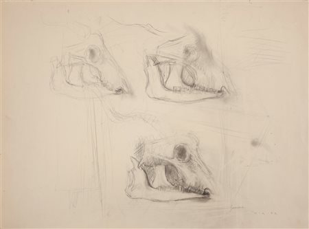 Piero Guccione (Scicli, 1935 - Modica, 2018) Studio di Bucranio 1962 Matita...