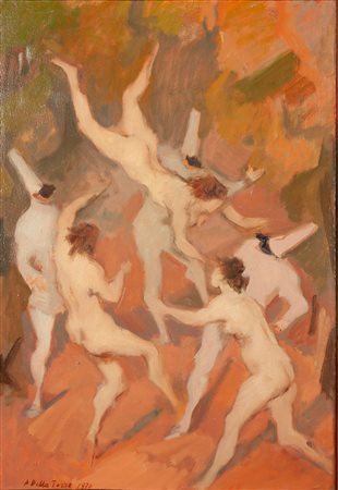 ANGELO DELLA TORRE (Roma, 1903 - Roma, 2000) Pulcinella 1970 Olio su tela cm...