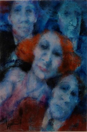 Remo Squillantini (Stia, 1920 - Firenze, 1996) Figure Olio su tavola cm 30x20...