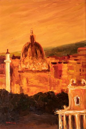 Carlo Quaglia (Terni, 1903 - Roma, 1970) Veduta di Roma da Palatino Olio su...