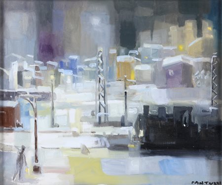 Eliano Fantuzzi (Modena, 1909 - Verona, 1987) Paesaggio Innevato 1957 Olio su...