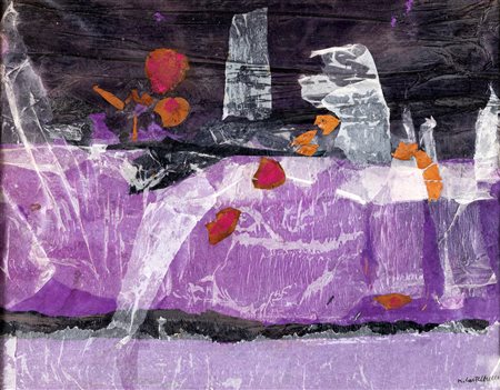 Katy Castellucci (Laglio, 1905 - Roma, 1985) Senza titolo Olio, collage di...