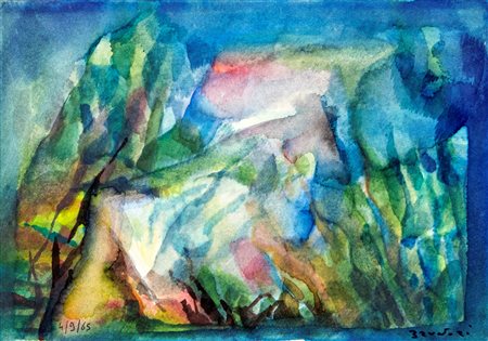 ENZO BRUNORI (Perugia, 1924 - Roma, 1993) Senza titolo 1965 Acquarello su...