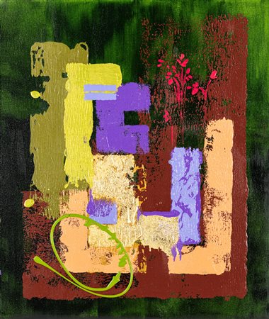 Fulvia Steardo Fermi ( - ) Green 2022 Tecnica mista foglia oro e acrilico su...