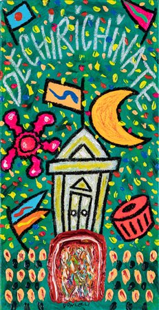 Donzelli Bruno (0 - 0) De Chirichinate Olio su tela cm 40x20 Firma sul fronte...