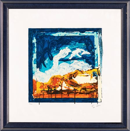 Mario Schifano (Homs, 1934 - Roma, 1998) Veduta interrotta Serigrafia...