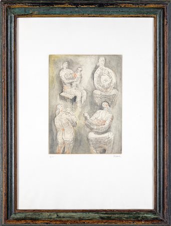 Henry Moore (Castleford, 1898 - Much Hadham, 1986) Senza titolo Acquaforte cm...