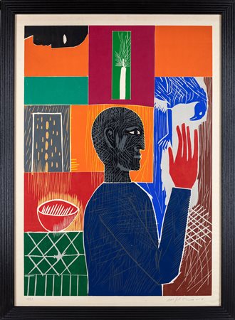 Mimmo Paladino (Paduli, 1948 - ) Stupord Mundi 2010 Xilografia a 17 colori cm...