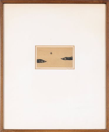 Tetsuro Komai (Tokyo, 1920 - 1976) Fish facing each other 1965 Acquaforte cm...
