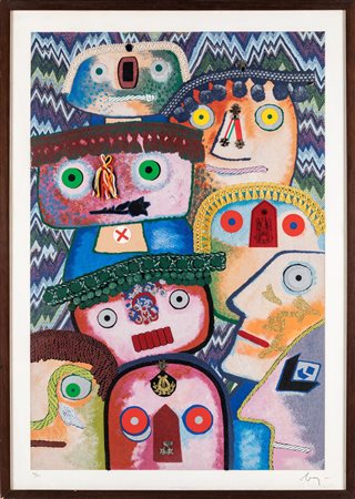 Baj Enrico (Milano, 1924 - Vergiate, 2003) Senza titolo Serigrafia cm 99x68...