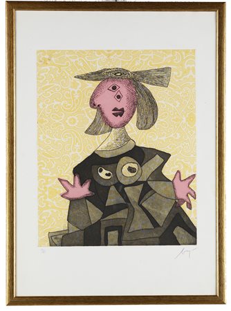 Baj Enrico (Milano, 1924 - Vergiate, 2003) Femme d'apres Picasso 1970...