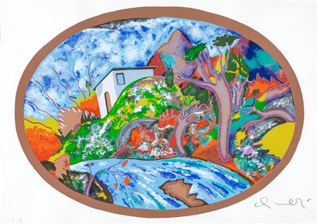 Luca Alinari (Firenze, 1943 - Firenze , 2019) Casolare sul fiume Serigrafia...