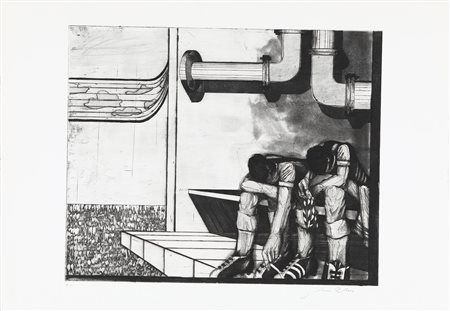 Joachim Palm (1936 - ) Fussball Acquaforte cm 50x70 Firma e numerazione...